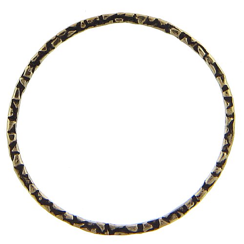 Brass, 33.4mm Width / Length, Hammered Circle Connector. Quantity Per Pack: 10 Pieces.