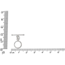 Load image into Gallery viewer, Sterling Silver, 9.9mm Width by 1.1mm Length by 13.5mm Height, Plain Circle Toggle Clasp Ring and 16.7mm Width by 1.8mm Length, Plain Toggle Clasp Bar with Ball Ends. Quantity Per Pack: 1 Pair.