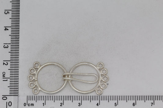 Sterling Silver, 18.8mm Width by 1.7mm Length by 22.6mm Height, 5 Strand Round Eye with 18.7mm Width by 5.7mm Length by 26.1mm Height, Round Hook, Round Hook & Eye Clasp. Quantity Per Pack: 1 Pair.