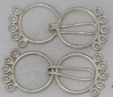 Load image into Gallery viewer, Sterling Silver, 18.8mm Width by 1.7mm Length by 22.6mm Height, 5 Strand Round Eye with 18.7mm Width by 5.7mm Length by 26.1mm Height, Round Hook, Round Hook & Eye Clasp. Quantity Per Pack: 1 Pair.