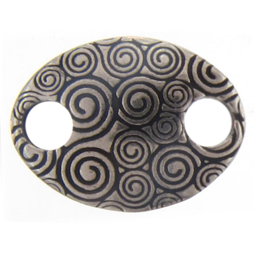 Base Metal Oxidized, 21.8mm Width by 16.5mm Length by 3.0mm Height, Stamped 2 Hole Oval Connector. Quantity Per Pack: 4 Pieces.