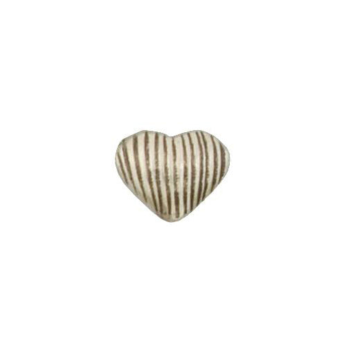 Fine Silver, Hill Tribe Bead, 14.1mm Width by 6.5mm Length by 11.1mm Height, Stamped Heart Bead. Quantity per pack: 6 Pieces.