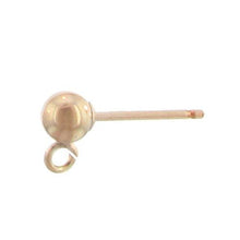Load image into Gallery viewer, Gold Filled 4.0mm Ball Ear Post with 24.0 Gauge 2.5mm Open Ring towards the bottom of ball. Quantity Per Pack: 10 Pieces.