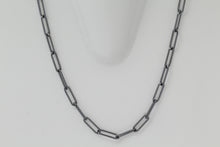 Load image into Gallery viewer, Sterling Silver Black Diamond, 3.8mm Width by 13.1mm Length, 24 Inch Flat Elongated Cable Chain with 11.5mm Length by 2.1mm Thick, Oval Trigger Lobster Clasp. Quantity Per Pack: 1 Piece.