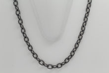 Load image into Gallery viewer, Sterling Silver Black Diamond, 5.8mm Width by 8.4mm Length, 24 Inch Twisted Cable Chain with 13.0mm Length by 3.0mm Thick, Trigger Lobster Clasp. Quantity Per Pack: 1 Piece.