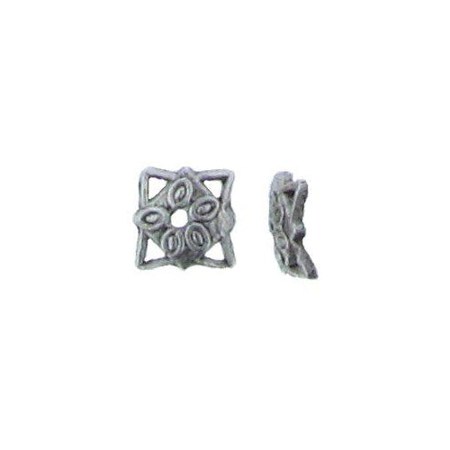 Pewter, 2.0mm Width by 8.5mm Length by 11.2mm Height, Square Bead Cap. Quantity Per Pack: 85 Pieces.