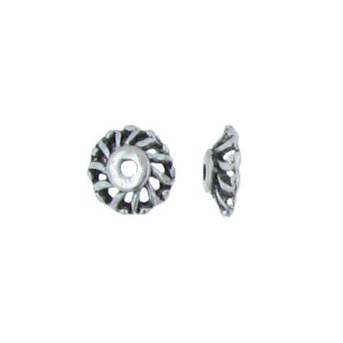 Pewter, 10.5mm Width by 9.6mm Length by 3.4mm Height, Textured Bead Cap. Quantity Per Pack: 56 Pieces.