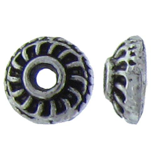 Pewter, 7.6mm Width by 7.6mm Length by 3.1mm Height, Textured Bead Cap. Quantity Per Pack: 68 Pieces.