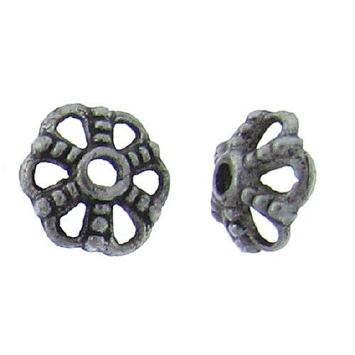 Pewter, 7.7mm Width by 7.7mm Length by 3.6mm Height, Textured Bead Cap. Quantity Per Pack: 98 Pieces.