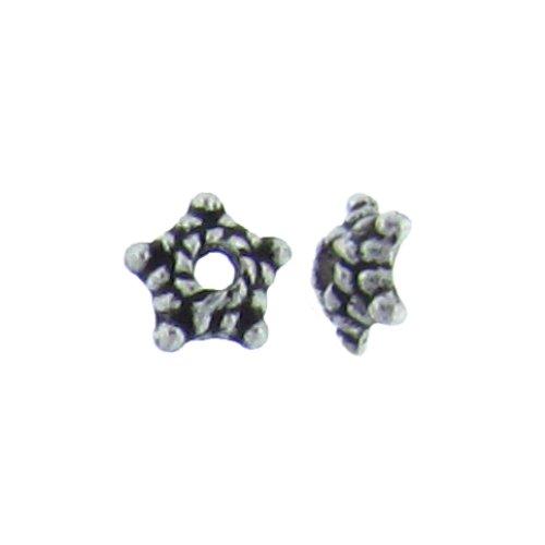 Pewter, 5.6mm Width by 5.6mm Length by 2.0mm Height, Textured Star Bead Cap. Quantity Per Pack: 400 Pieces.