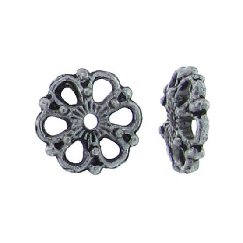 Pewter, 9.4mm Width by 9.4mm Length by 2.3mm Height, Textured Flower Bead Cap. Quantity Per Pack: 105 Pieces.