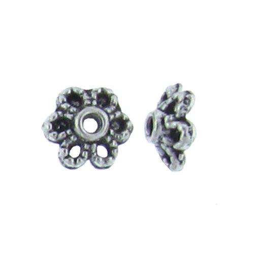 Pewter, 2.3mm Width by 6.1mm Length / Height, Smooth, Round Flower Bead Cap. Quantity Per Pack: 117 Pieces.