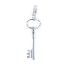 Load image into Gallery viewer, Sterling Silver, 9.1mm Width by 1.9mm Length by 29.5mm Height, Key Charm. Quantity Per Pack: 1 Piece.