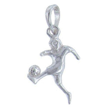 Load image into Gallery viewer, Sterling Silver, 13.4mm Width by 2.6mm Length by 20.6mm Height, Soccer Player Charm. Quantity Per Pack: 1 Piece.