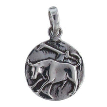 Load image into Gallery viewer, Sterling Silver Oxidized, 14.1mm Width by 1.8mm Length by 14.1mm Height, The Bull / Taurus Charm. Quantity Per Pack: 1 Piece.