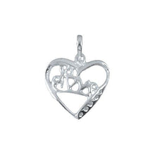 Load image into Gallery viewer, Sterling Silver, 18.3mm Width by 2.9mm Length by 19.4mm Height, "Love" Heart Pendant with Five 1.4mm CZs. Quantity Per Pack: 1 Piece.