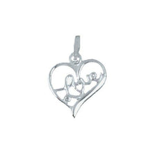 Load image into Gallery viewer, Sterling Silver, 17.0mm Width by 2.3mm Length by 19.6mm Height, "Love" Heart Pendant. Quantity Per Pack: 1 Piece.