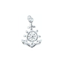 Load image into Gallery viewer, Sterling Silver, 14.2mm Width by 1.06mm Length by 21.5mm Height, Anchor & Wheel Charm. Quantity Per Pack: 4 Pieces.