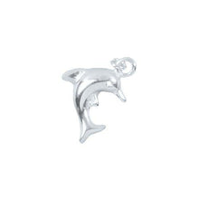 Load image into Gallery viewer, Sterling Silver, 14.1mm Width by 4.3mm Length by 21.4mm Height, Dolphin Charm. Quantity Per Pack: 2 Pieces.