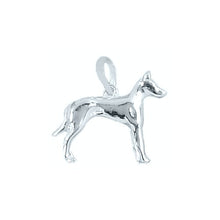 Load image into Gallery viewer, Sterling Silver, 23.5mm Width by 4.3mm Length by 17.4mm Height, Great Dane Dog Pendant. Quantity Per Pack: 1 Piece.