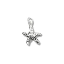 Load image into Gallery viewer, Sterling Silver Oxidized, 13.5mm Width by 2.6mm Length by 16.3mm Height, Starfish Charm. Quantity Per Pack: 3 Pieces.