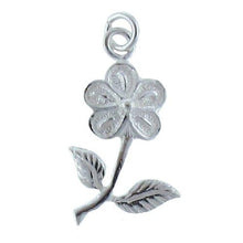 Load image into Gallery viewer, Sterling Silver, 10.7mm Width by 3.0mm Length by 19.6mm Height, Flower Charm. Quantity Per Pack: 3 Pieces.