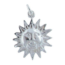 Load image into Gallery viewer, Sterling Silver, 12.4mm Width by 2.1mm Length by 15.2mm Height, Sun Charm. Quantity Per Pack: 3 Pieces.