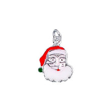 Load image into Gallery viewer, Sterling Silver Enamel, 13.7mm Width by 1.5mm Length by 17.5mm Height, Santa Claus Charm. Quantity Per Pack: 1 Piece.