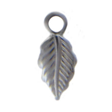 Load image into Gallery viewer, Sterling Silver, 4.7mm Width by 1.5mm Length by 10.4mm Height, Leaf Charm. Quantity Per Pack: 10 Pieces.