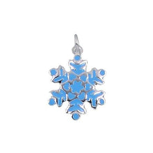 Load image into Gallery viewer, Sterling Silver, 16.4mm Width by 1.7mm Length by 21.4mm Height, Enamel Snowflake Charm. Quantity Per Pack: 1 Piece.