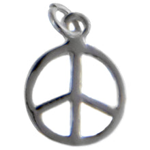 Load image into Gallery viewer, Sterling Silver, 10.3mm Width by 0.87mm Length by 13.3mm Height, Peace Sign Charm. Quantity Per Pack: 6 Pieces.