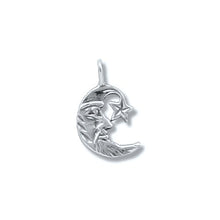 Load image into Gallery viewer, Sterling Silver Oxidized, 12.2mm Width by 4.0mm Length by 19.4mm Height, Moon Charm. Quantity Per Pack: 1 Piece.