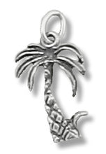 Load image into Gallery viewer, Sterling Silver Oxidized, 7.8mm Width by 2.9mm Length by 14.2mm Height, Palm Tree Pendant. Quantity Per Pack: 10 Pieces.