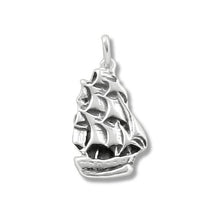 Load image into Gallery viewer, Sterling Silver Oxidized, 14.7mm Width by 2.3mm Length by 23.9mm Height, Boat Pendant. Quantity Per Pack: 1 Piece.