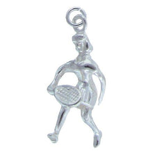 Load image into Gallery viewer, Sterling Silver, 12.2mm Width by 13.9mm Length by 24.1mm Height, Tennis Player Charm. Quantity Per Pack: 1 Piece.