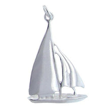 Load image into Gallery viewer, Sterling Silver, 14.7mm Width by 3.5mm Length by 22.2mm Height, Sail Boat Charm. Quantity Per Pack: 2 Pieces.