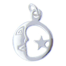Load image into Gallery viewer, Sterling Silver, 11.7mm Width by 1.1mm Length by 15.1mm Height, Moon Charm. Quantity Per Pack: 3 Pieces.