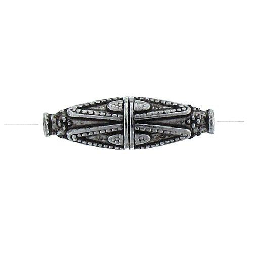 Pewter Oxidized, 22.9mm Width by 6.9mm Length / Height, Textured Tube Bali Bead. Quantity Per Pack: 10 Pieces.