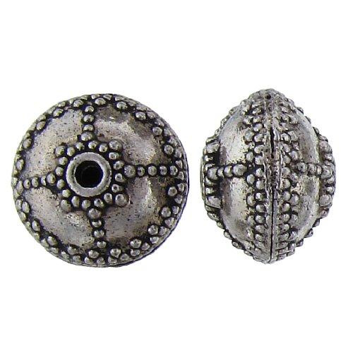 Pewter Oxidized, 16.5mm Width by 16.6mm Length by 12.4mm Height, Textured Round Bali Bead. Quantity per pack: 5 Pieces.