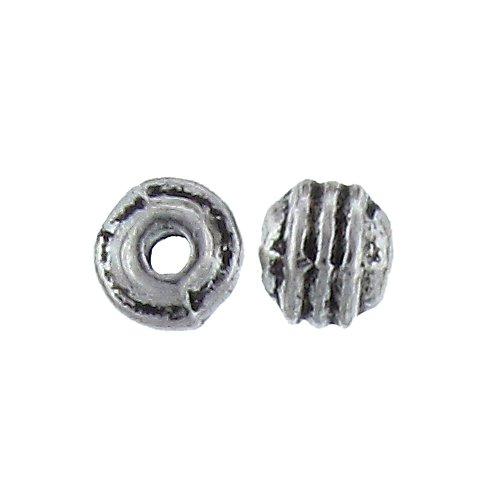 Pewter Oxidized, 4.9mm Width by 5.4mm Length / Height, Corrugated Round Bali Bead. Quantity Per Pack: 85 Pieces.