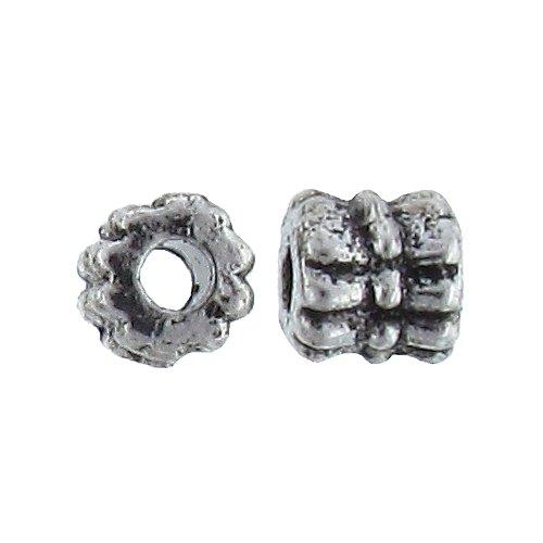 Pewter Oxidized, 5.7mm Width by 5.7mm Length / Height, Textured Tube Bali Bead. Quantity Per Pack: 68 Pieces.