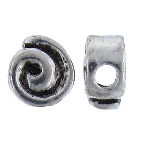 Pewter Oxidized, 9.7mm Width by 5.9mm Length by 8.6mm Height, Stamped Round Bali Bead. Quantity per pack: 22 Pieces.