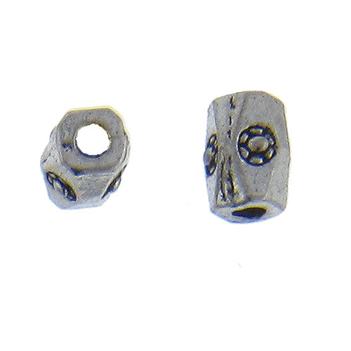 Pewter Oxidized, 6.1mm Width by 6.1mm Length by 8.2mm Height, Stamped Faceted Rectangle Bali Bead. Quantity per pack: 43 Pieces.