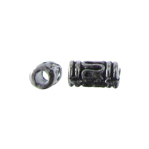 Pewter Oxidized, 3.2mm Width by 3.2mm Length by 6.3mm Height, Textured Tube Bali Bead. Quantity per pack: 186 Pieces.