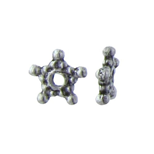 Pewter Oxidized, 7.1mm Width by 7.1mm Length by 1.8mm Height, Star Daisy Bali Bead. Quantity per pack: 226 Pieces.
