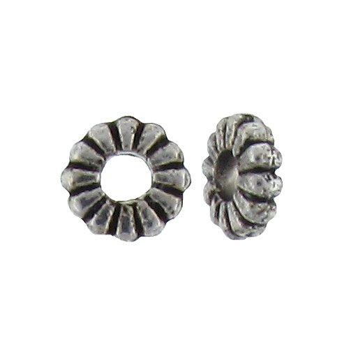 Pewter Oxidized, 6.7mm Width by 6.7mm Length by 2.0mm Height, Corrugated Roundel Bali Bead. Quantity per pack: 127 Pieces.