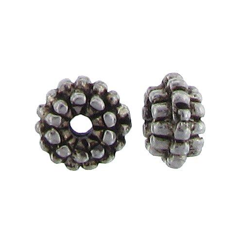 Pewter Oxidized, 7.1mm Width by 7.1mm Length by 3.9mm Height, Textured Roundel Bali Bead. Quantity per pack: 65 Pieces.