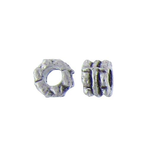 Pewter Oxidized, 4.8mm Width by 4.7mm Length by 3.2mm Height, Textured Roundel Bali Bead. Quantity per pack: 180 Pieces.