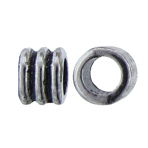 Pewter Oxidized, 4.0mm Width by 4.0mm Length by 3.5mm Height, Corrugated Tube Bali Bead. Quantity per pack: 223 Pieces.