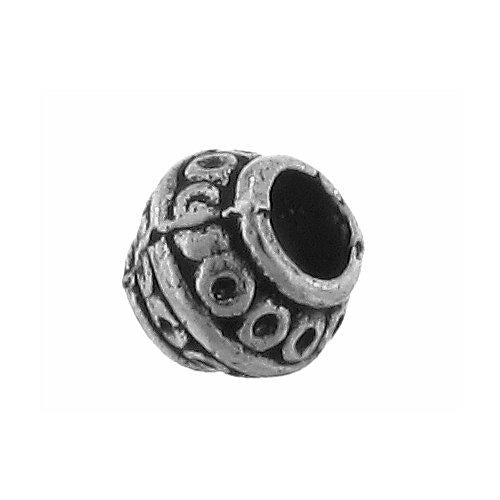 Pewter Oxidized, 8.8mm Width by 8.4mm Length by 6.8mm Height, Textured Round Bali Bead. Quantity per pack: 35 Pieces.